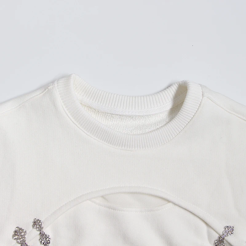 TWOTWINSTYLE уличная Женская толстовка с вышивкой и круглым вырезом длинным рукавом в