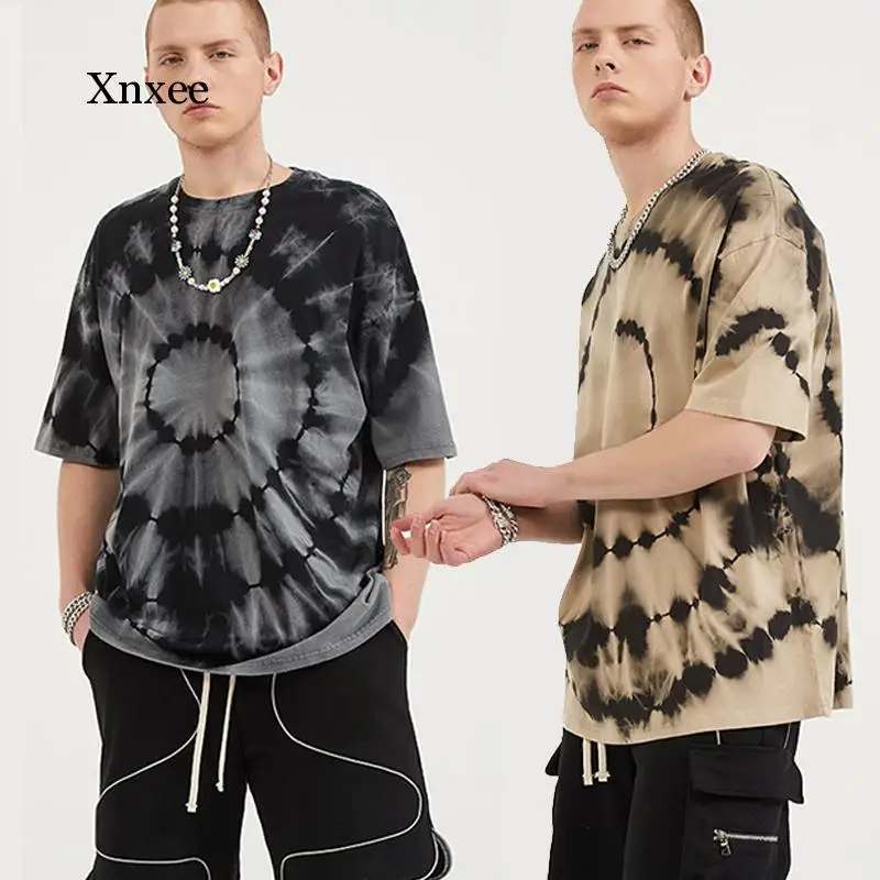 

Мужская летняя футболка с принтом Cd Tie-Dye, авангардные повседневные топы в стиле Хай-стрит с коротким рукавом, топы в стиле хип-хоп, одежда в г...