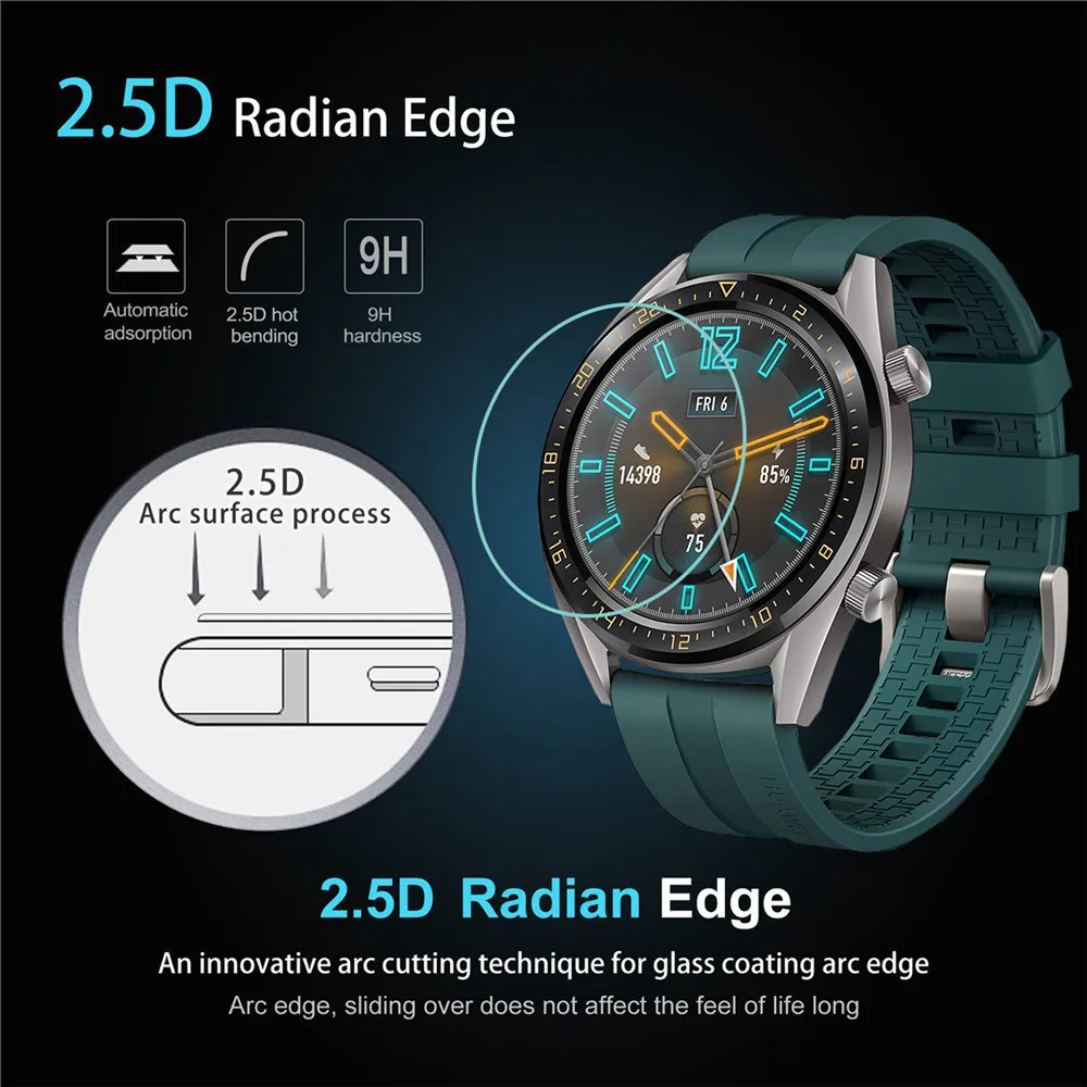 2pcs for huawei watch gt active elegant tempered glass screen protector protective film guard anti explosion anti shatter free global shipping