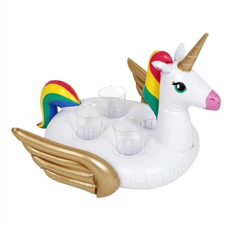 

New 4 Hole Unicorn Beverage boat Inflatable Cup Holder Pool Float Coasters Cola For Adults Children Beach Water Toys