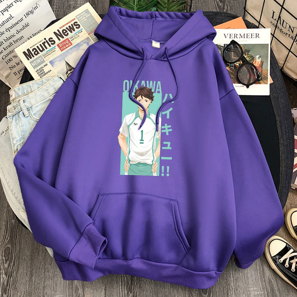 

Кавайная одежда для женщин, Свитшот Oikawa Haikyuu в стиле аниме, спортивные костюмы в стиле Харадзюку с графическим рисунком, женские Зимние флис...