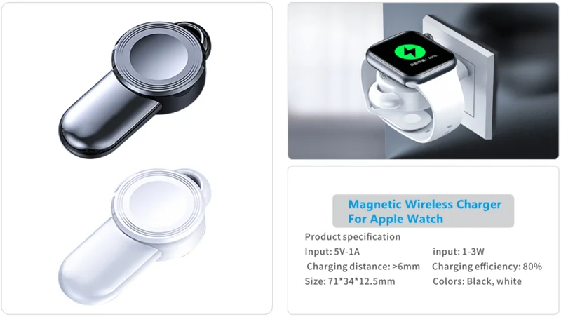 Магнитное портативное беспроводное зарядное устройство для IWatch Apple Watch серии SE 7 6