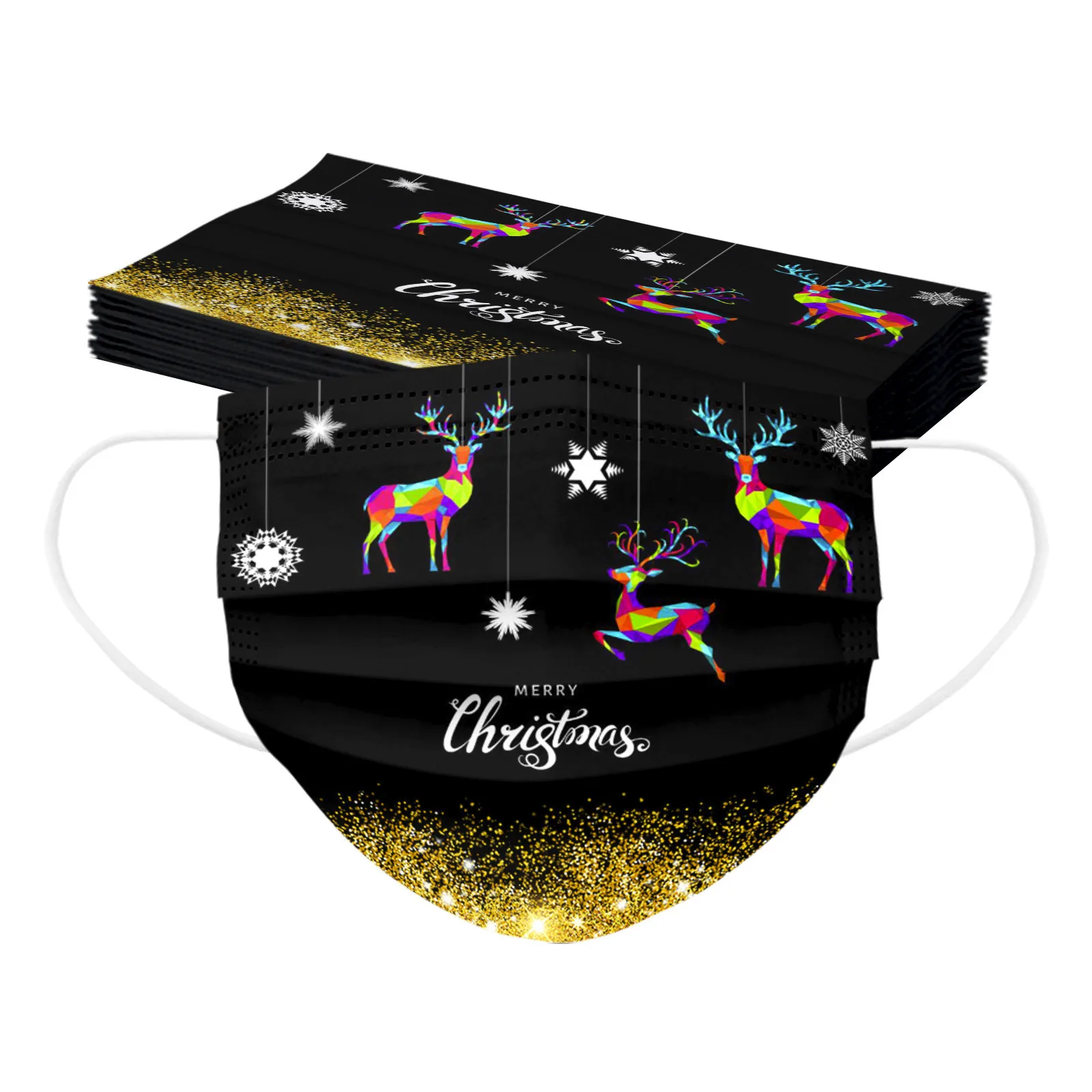 10 шт. модная маска для лица взрослых с рождественским принтом 2022 фильтром нового