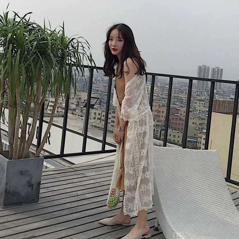 Новинка сексуальная прозрачная туника Geskeey с вязаным крючком кружевом Пляжная