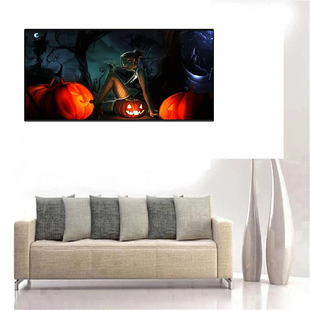 5D DIY Halloween Girl Pumpkin Diamond Painting Square Round Rhinestone Hobby Mosaic Handmade Gift Cross Stitch Home Decoration | Дом и сад