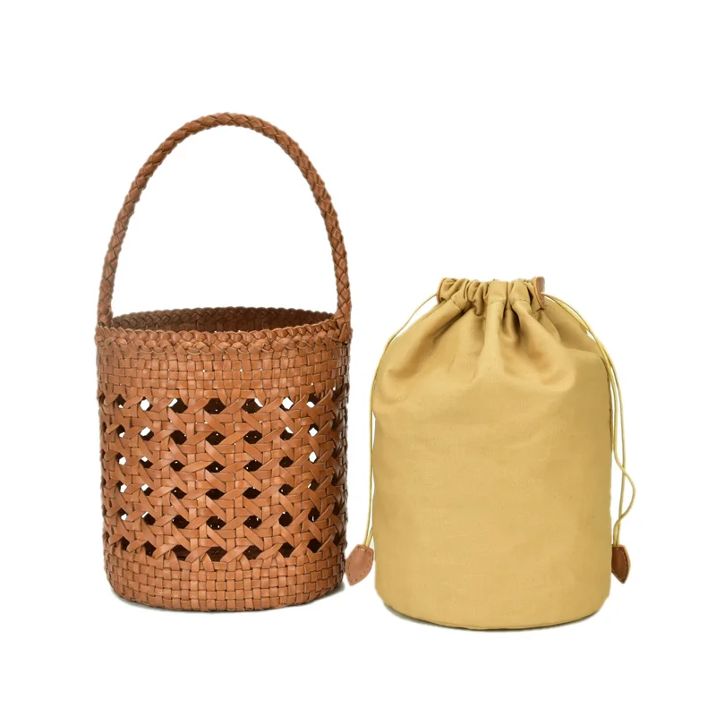 Винтажная Высококачественная тканая сумка-ведро ручной работы из натуральной