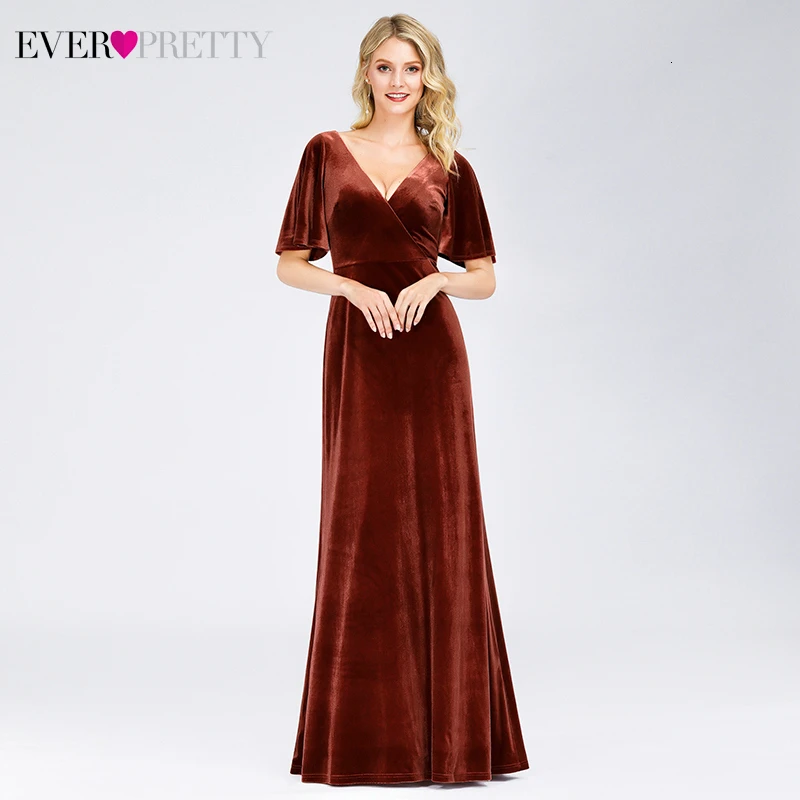 Сексуальные велюровые вечерние платья Ever Pretty A lien с двойным v образным вырезом