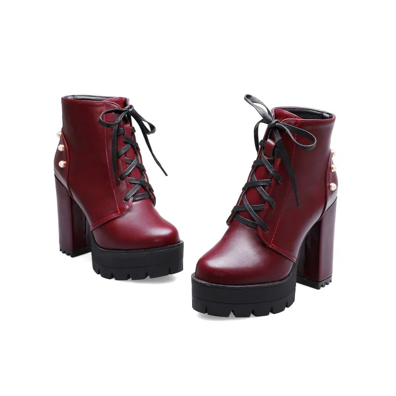 Женские ботильоны с перекрестными ремешками водонепроницаемые ботинки жемчугом