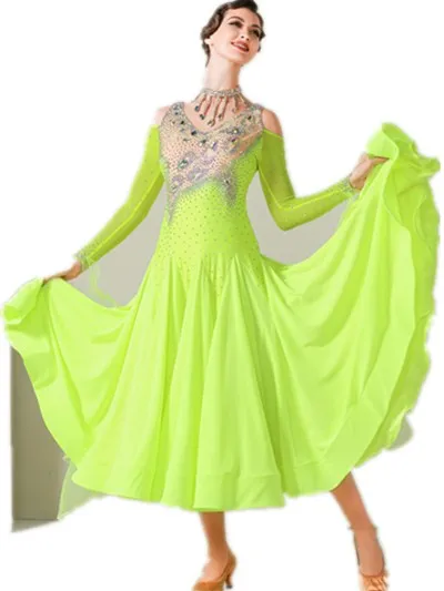 

WHYNOT DANCE Customized Ballroom Waltz Rumba Dance Dress Competition Costume skirt Fast Shipping Green
