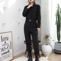womens one piece overalls spring and autumn new korean fashion trend zipper front casual large size dress pants