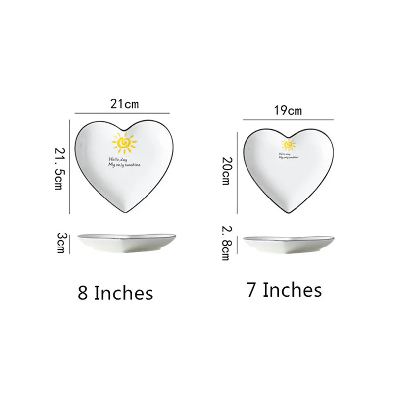 Японская Мультипликация Форма Сердца Керамическая обеденная тарелка черный
