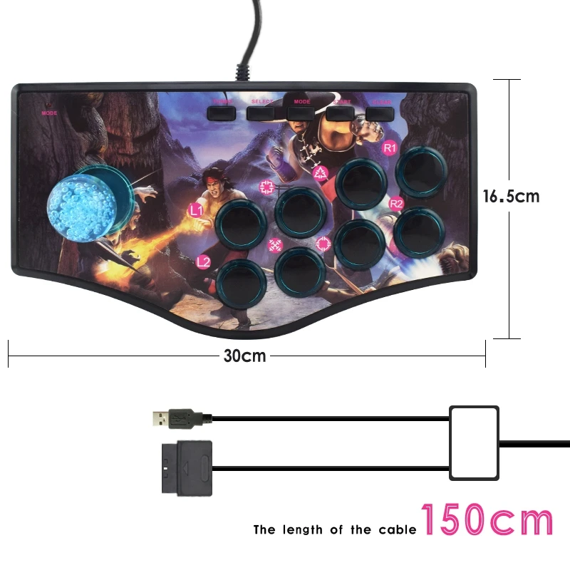 Retro Arcade Game Rocker Controller Usb Joystick For Ps2/Ps3/Pc/Android Smart Tv Built-In Vibrator Eight Direction Joystick(No.B |