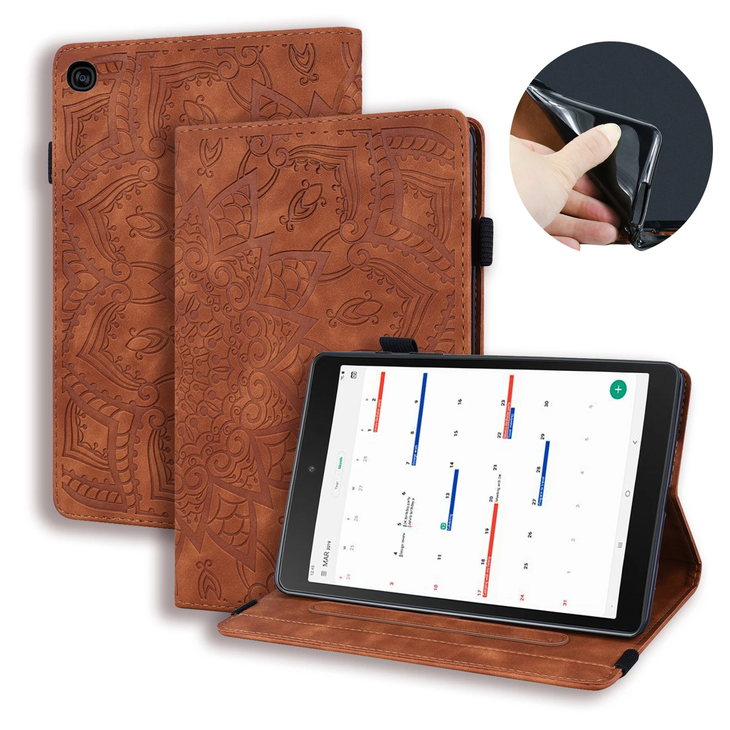 

Flower Pattern Tablet Cover For Samsung Tab S5E 10.5 T720 T725 Case Flip Faux Leather Stand Card Clip Protective Case