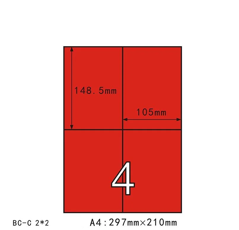 50Sheets  red A4 Square Stickers  A4 sheet  Printing Sticker For Laser&Inkjet printer  Die cut Sticker labels A4