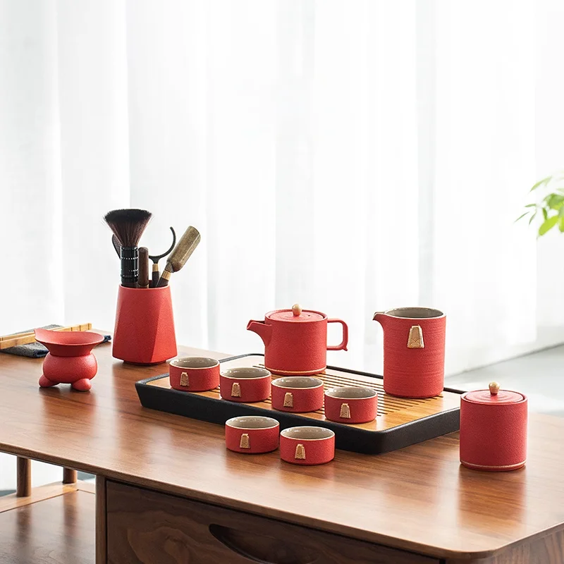 

Фарфоровый чайный набор ручной работы, роскошная китайская Подарочная коробка, минималистичный чайный столик из массива дерева с подносом,...