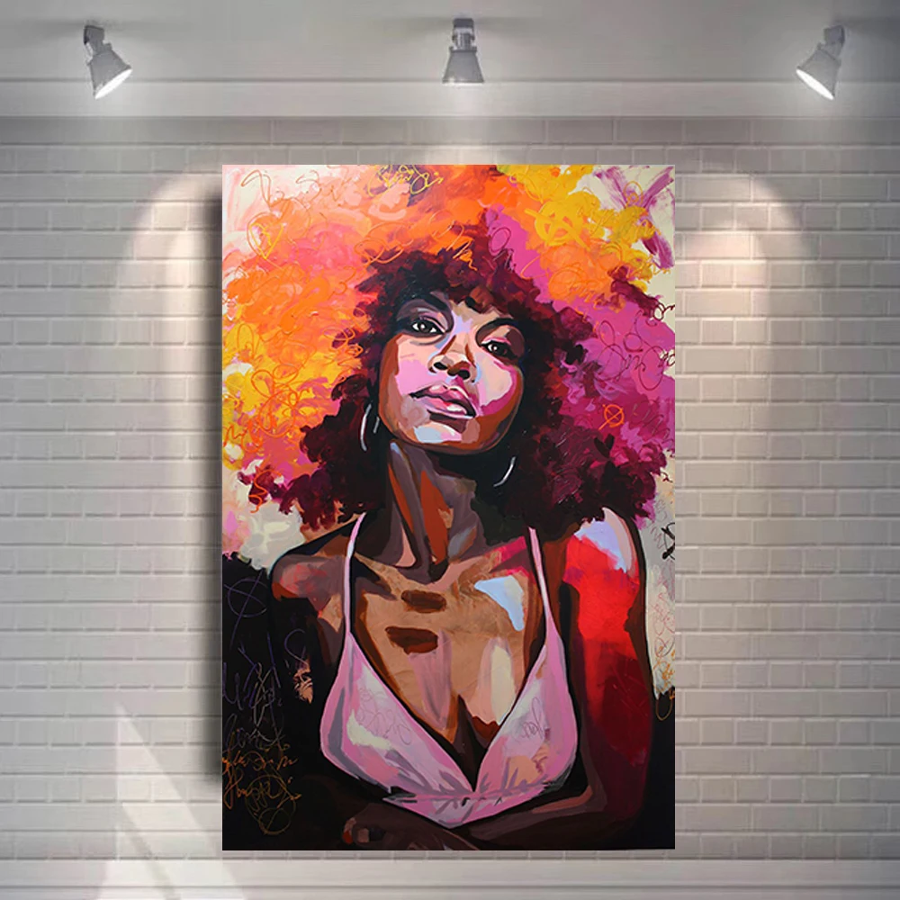 

African Woman Abstract Graffiti Art Canvas Posters And Prints Street Art Canvas Paintings On The Wall Art Pictures Home Decor