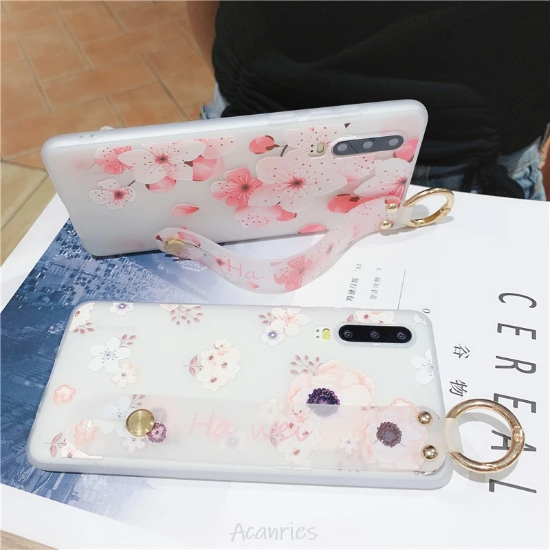 3D Цветочный ремешок на запястье Чехол руку для huawei p40 p30 p20 pro lite p smart plus 2019 2018