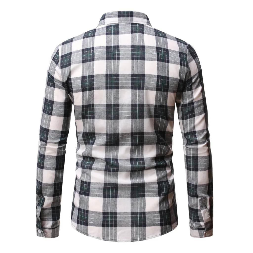 Мужская Повседневная рубашка на пуговицах Классическая приталенная в клетку с