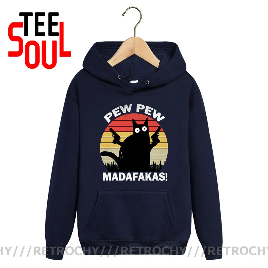 Толстовка с капюшоном и флисовой подкладкой смешной свитшот котом пистолетом в