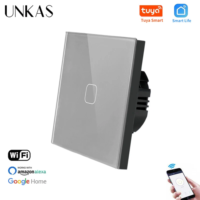 UNKAS ЕС Стандартный 1 Gang Tuya/приложение Smart Life Wi-Fi настенный светильник сенсорный