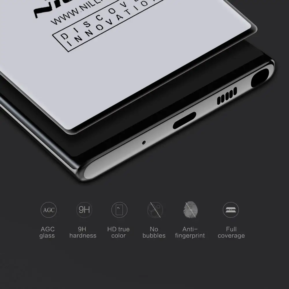 Защитное стекло Nillkin 3D для Samsung Note 10 Plus закаленное с полным покрытием Galaxy +