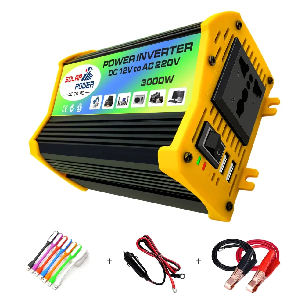 

Преобразователь мощности EFOISON 3000 Вт, от 12 В до 230 В, автомобильный преобразователь для зарядки телефона, ноутбука, аварийная передача питания