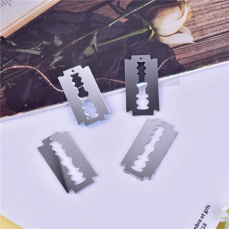 10 шт./упак. Смешные готические панк лезвия Arcylic Подвески двойное лицо зеркало