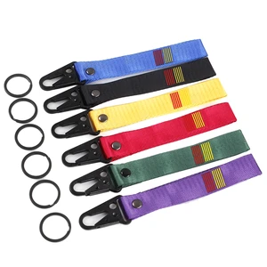 Red Racing keytags Strap Nylon Auto Motorcycle keychain with Steel Spring Clip Holder Lanyard Accessorie Men Gifts RS-BAG029