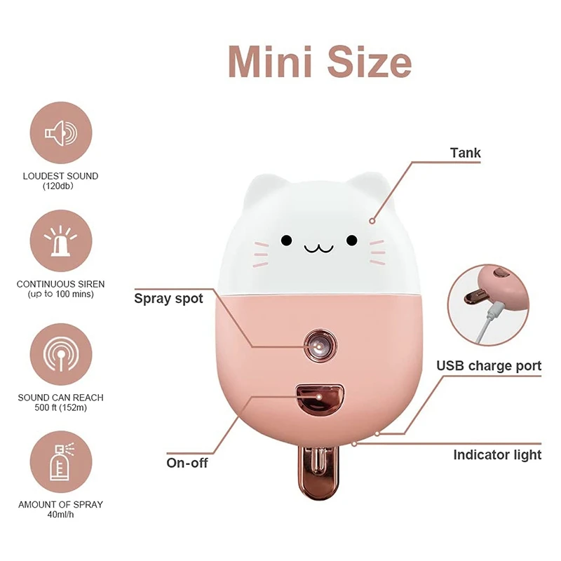 Top Deals Personal Safe Sound Alarm with Mini Mister Portable Misting Spray Cool Mist for Women Children Elderly | Безопасность и