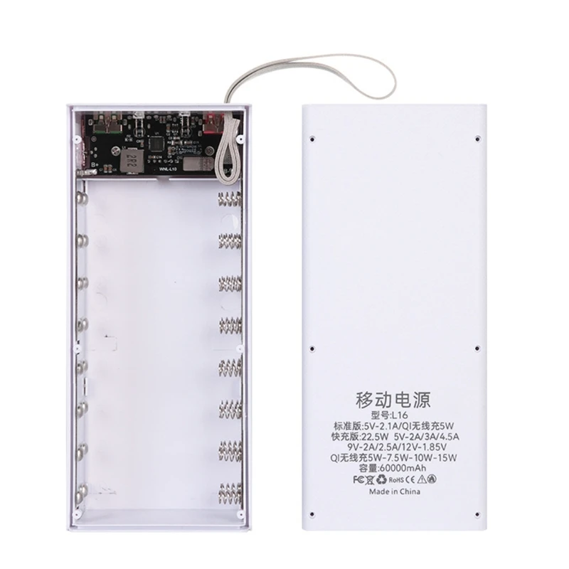 18650 Batteries Standard Container Detachable Power Bank Holder Case 16 Slot DIY Tools |