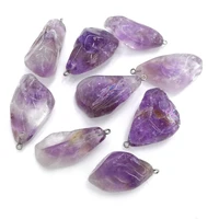natural stone pendant irregular shaped amethysts exquisite charms for jewelry making diy bracelet necklace earring accessories