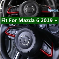 lapetus steering wheel strip decoration cover trim for mazda 6 2019 2021 red matte carbon fiber look interior accessories
