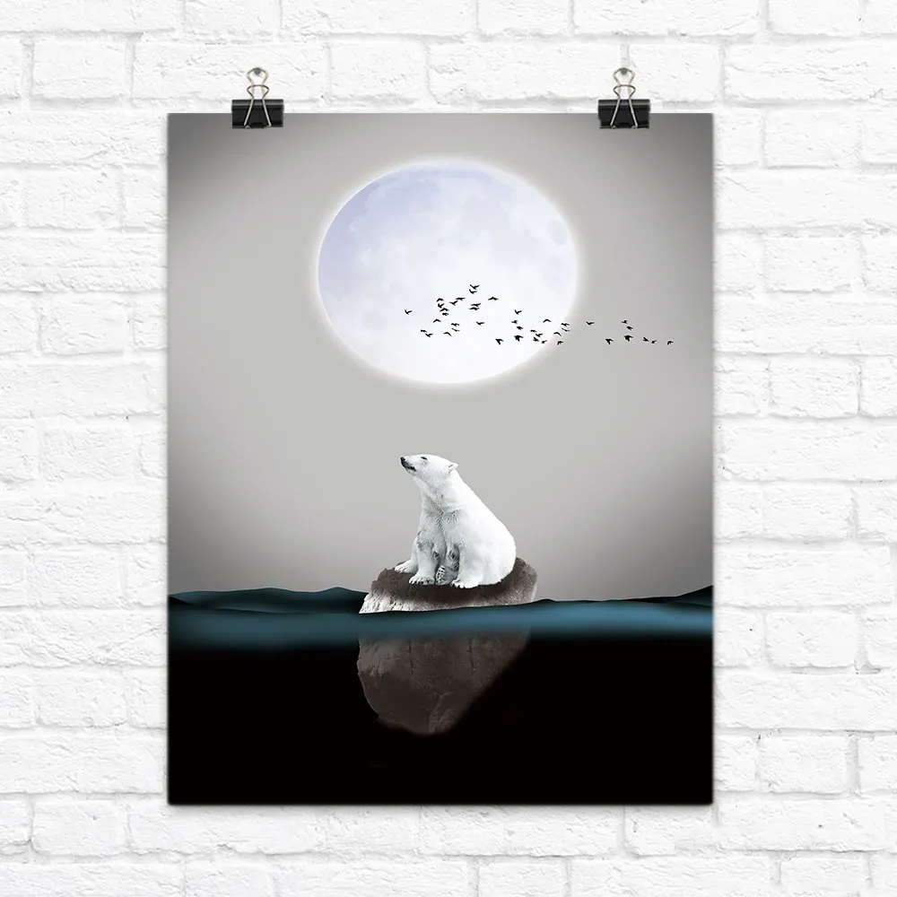 

Lonely Polar Bear Canvas Paintings Posters and Prints Minimalist Animal Wall Art Picture for Living Room Modern Home Decor