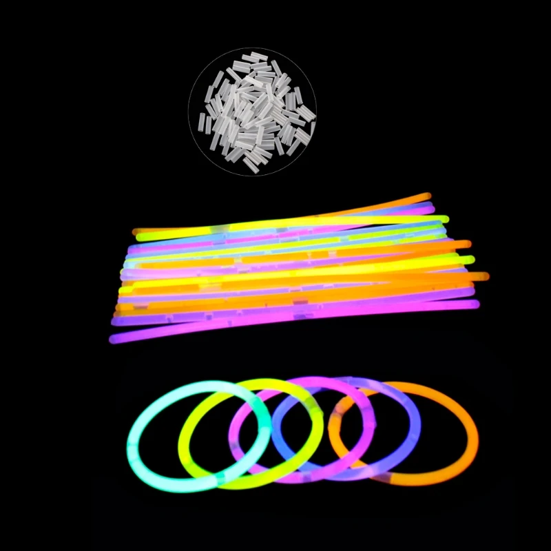 

100 Pcs Multi Color Fluorescence Light Glow Sticks Bracelets Neon Necklaces Rally Raves for Party Favors, Fundraisers , Weddings