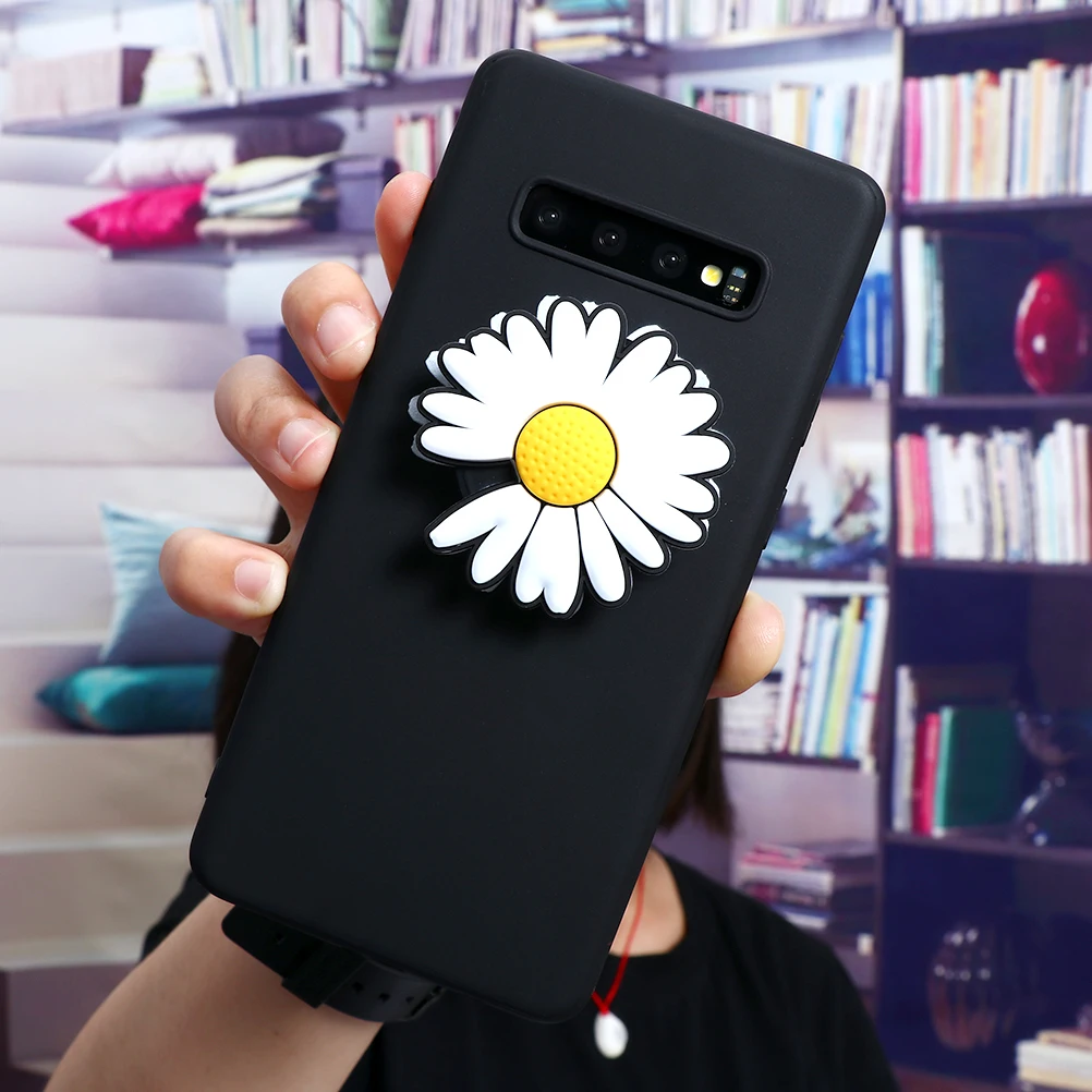 For Samsung Galaxy S20 Ultra Note 10 Pro S10 Lite S8 S9 Plus A50 A70 A71 A51 A40 A30 A20e A7 3D Ins Daisy Stand Holder Soft Case | Мобильные