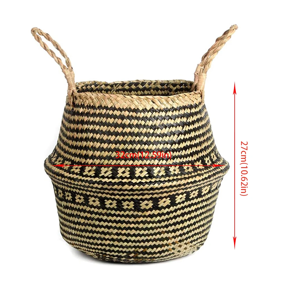 

Seagrass Basket With Handles Woven Storage Plant Pot Organizer For Laundry Picnic Living Room Bedroom