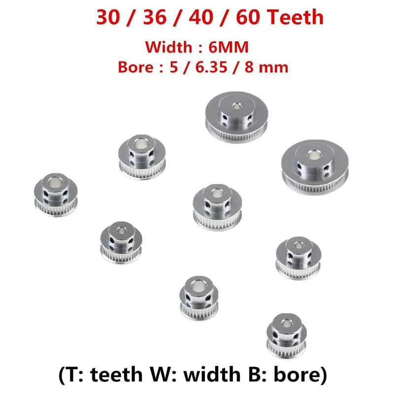 

GT2 Timing Pulleys 30 36 40 60 Tooth Wheel Bore 5mm 8mm Aluminum Gear Teeth Width 6mm Parts For Reprap 3D Printers Part New