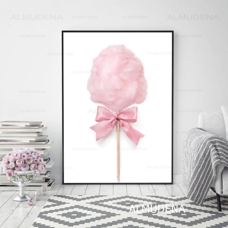 Хлопковые конфеты розовые скандинавские плакаты и принты леденец пончик холст