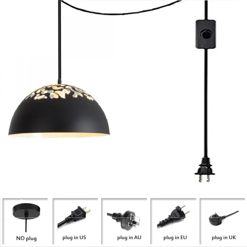 Подвесной светильник со штепсельной вилкой металлический купольный подвесной с