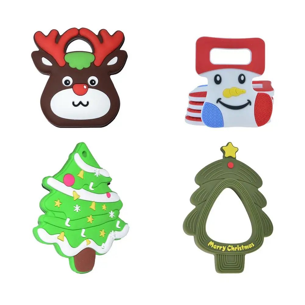 

Рождественские детские игрушки для прорезывания зубов, Детские Силиконовые Прорезыватели для зубов, Санта-Клаус, снежинка, Рождественская ...