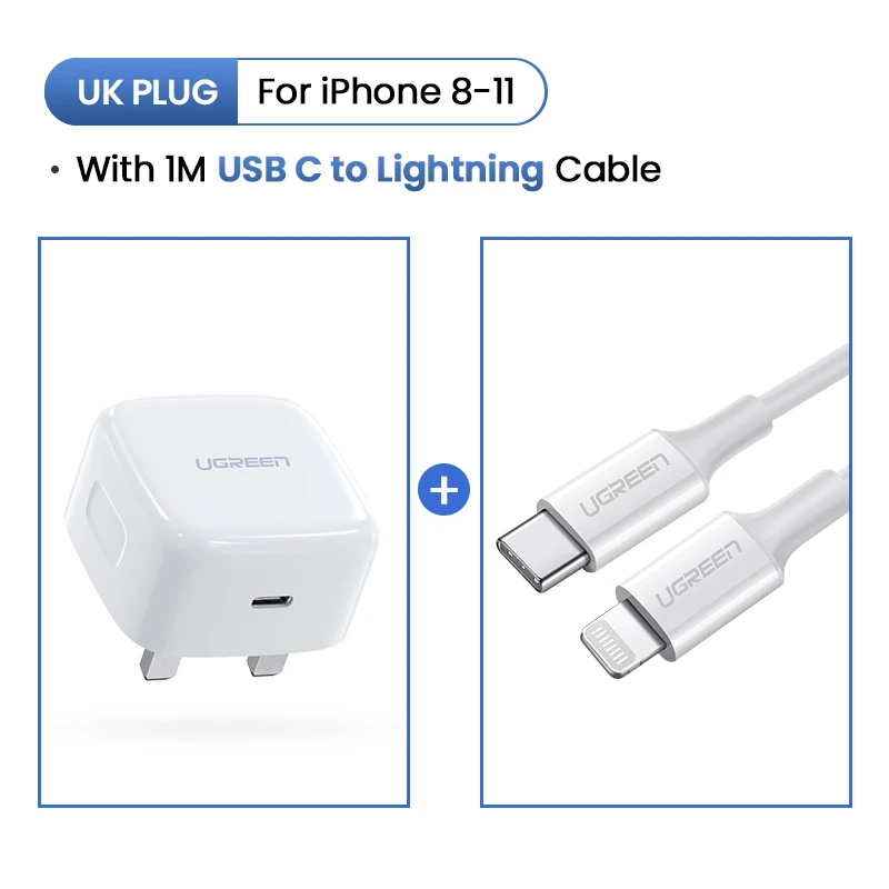 UK add C-Lightning Ugreen Quick Charge 4,0 3,0 QC UK Plug PD зарядное устройство 18 Вт QC4.0 QC3.0 usb type C быстрое зарядное устройство для iPhone 11 X Xs 8 Phone PD зарядное устройство - Тип штекера: UK add C-Lightning