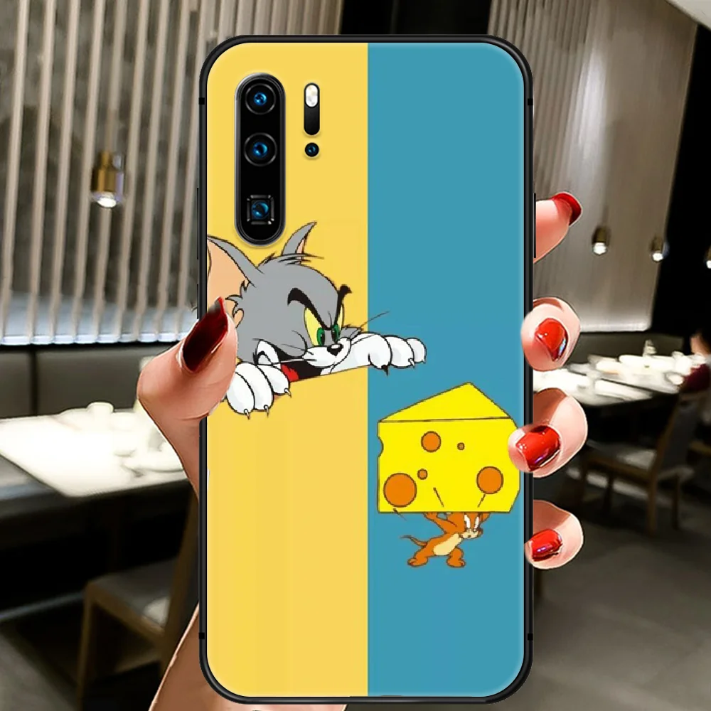 

Cartoon Cat tom Mouse jerry Phone Case Cover Hull For Huawei P8 P9 P10 P20 P30 P40 Lite Pro Plus Smart Z 2019 black Prime Luxury
