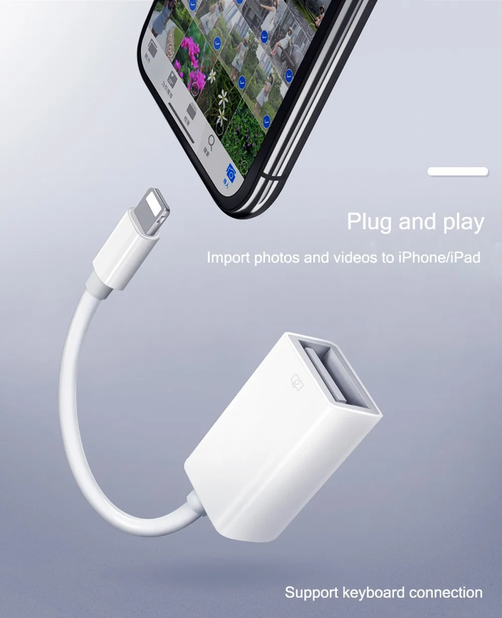 Освещение к USB OTG Дата подключения кабель адаптер U диск клавиатура гарнитура микрофон разъем для iPad Pro iPhone X XR XS Max 8/7