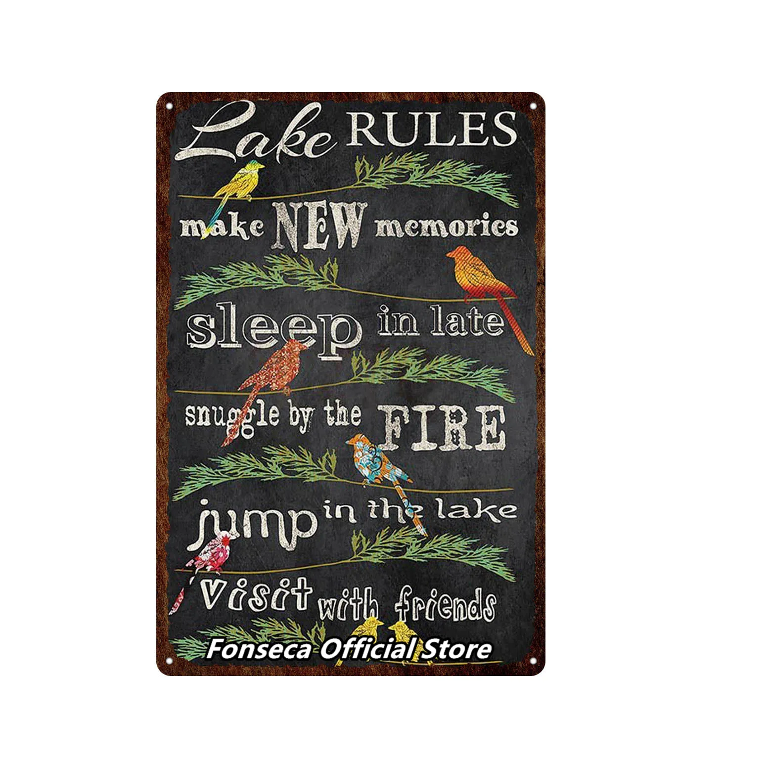 EATING RULES Tin Sign Plaque Metal Vintage Wall Decor for Bar Pub Club Man Cave Retro Signs Painting | Дом и сад