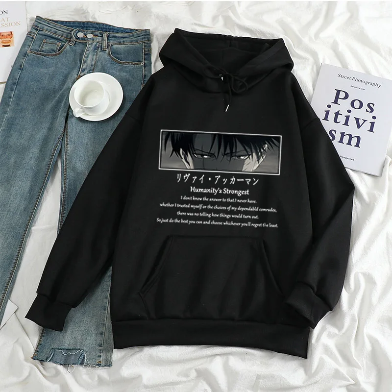 

Japan Anime Attack on Titan Levi Eren Hoodie Men Casual Loose Streetwear Unisex Kpop Sweatshirt Hip Hop Long Sleeve Pullover Top