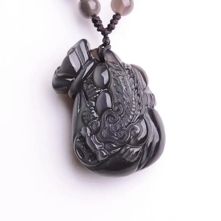 

Мешочек с подвеской PI xiu, обсидиановый глаз из натурального льда и радуги, двойной резной, для привлечения пары, для мужчин и женщин