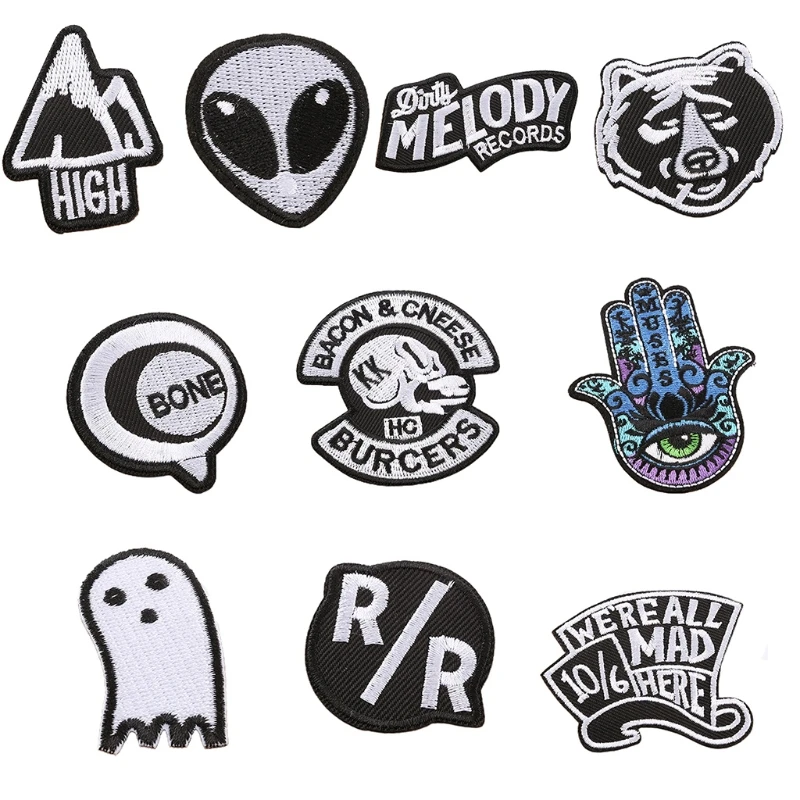 

10pcs Rock Embroidery Patches for Clothing DIY Iron On Patch Clothes Decoration