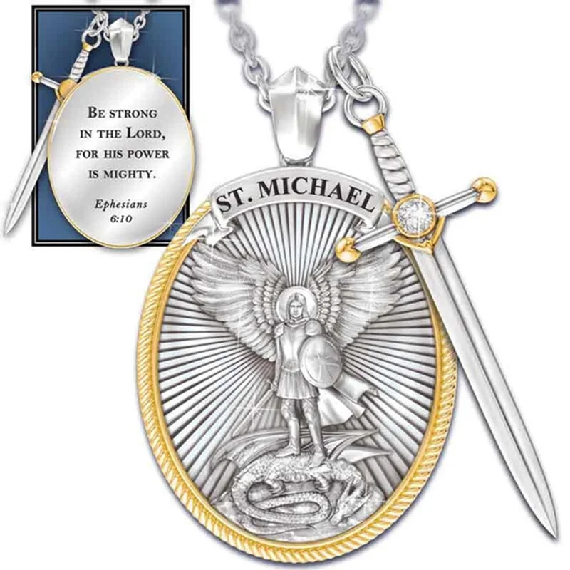 Новое мужское ожерелье в стиле викингов, s Archangel St. Saint Michael, защитное ожерелье, крылья ангела, верный крест, кулон