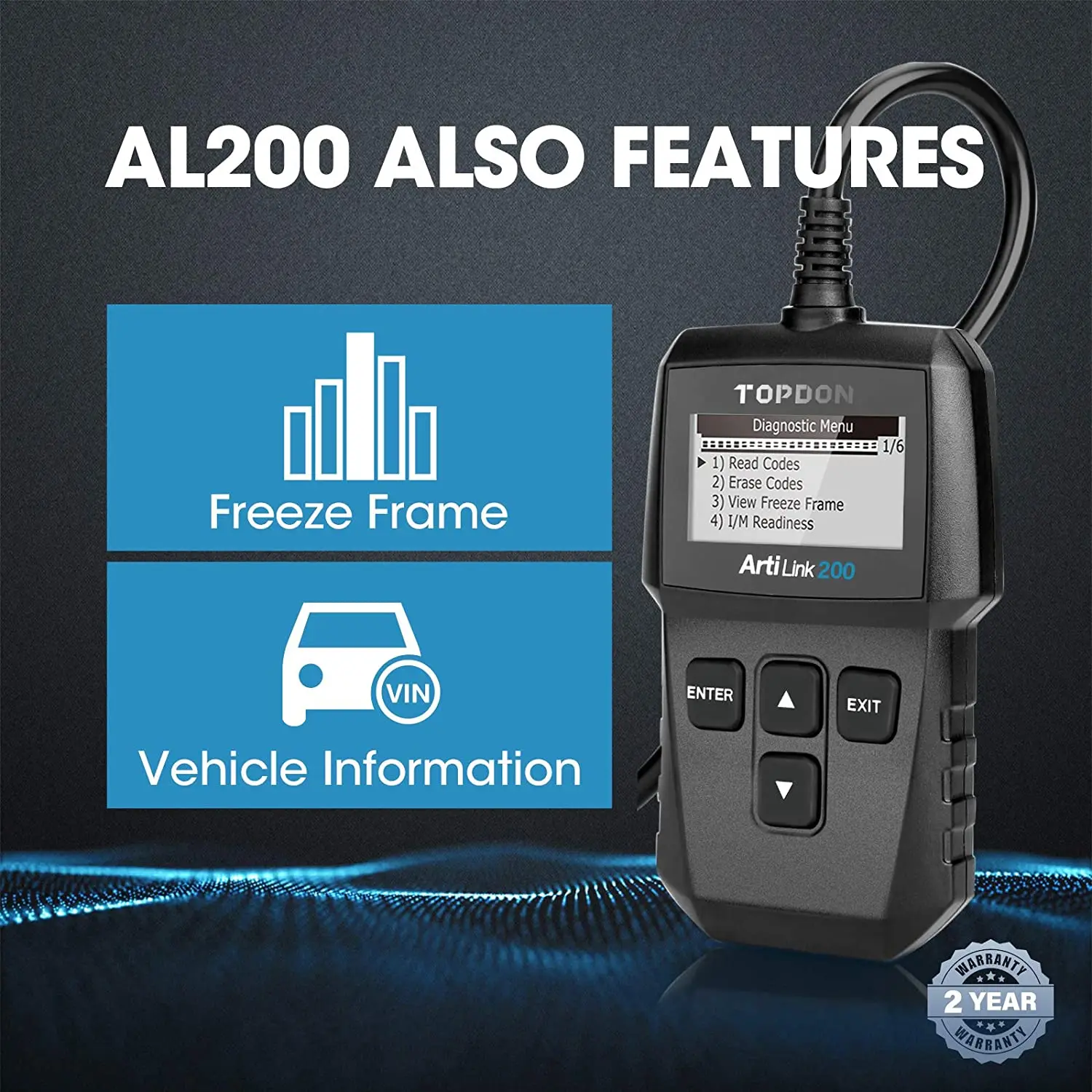 OBD2 сканер TOPDON AL200 OBDII считыватель кодов диагностический инструмент Автомобильный