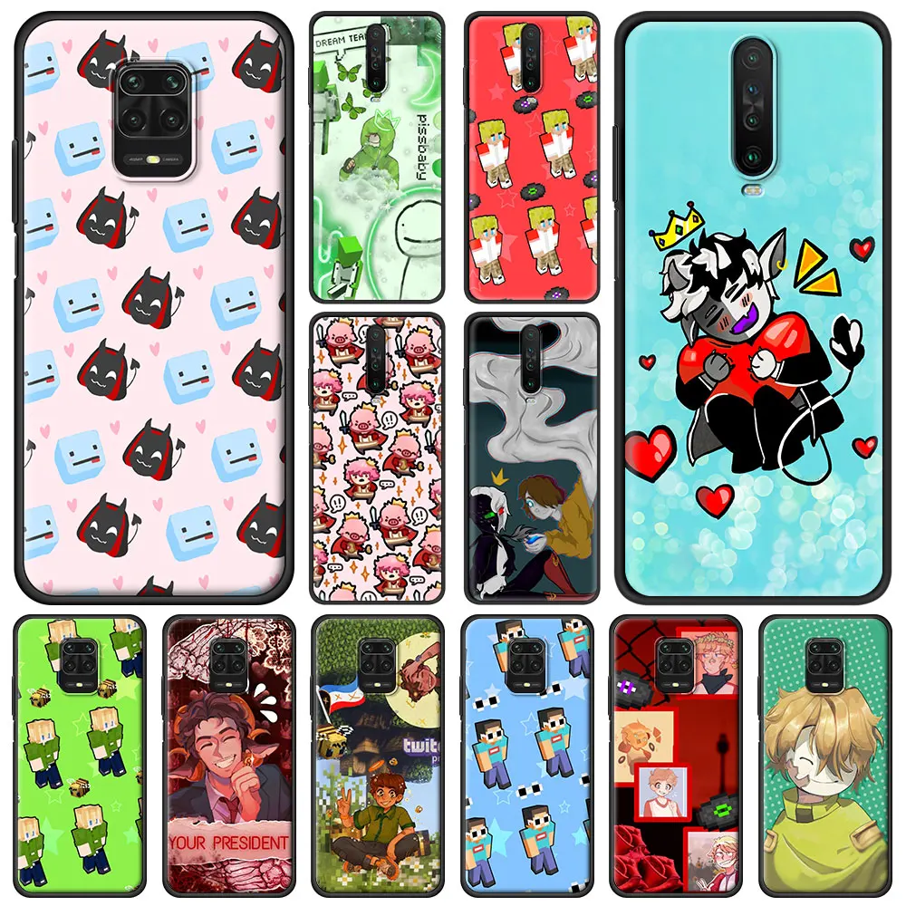 

Dream Smp Game Cool Cute Luxury Phone Case For Xiaomi Redmi Note 9S 9 8 10 Pro 7 8T 9C 9A 8A K40 Poco X3 NFC M3 Soft Black Cover